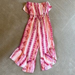 Pink lily pant romper